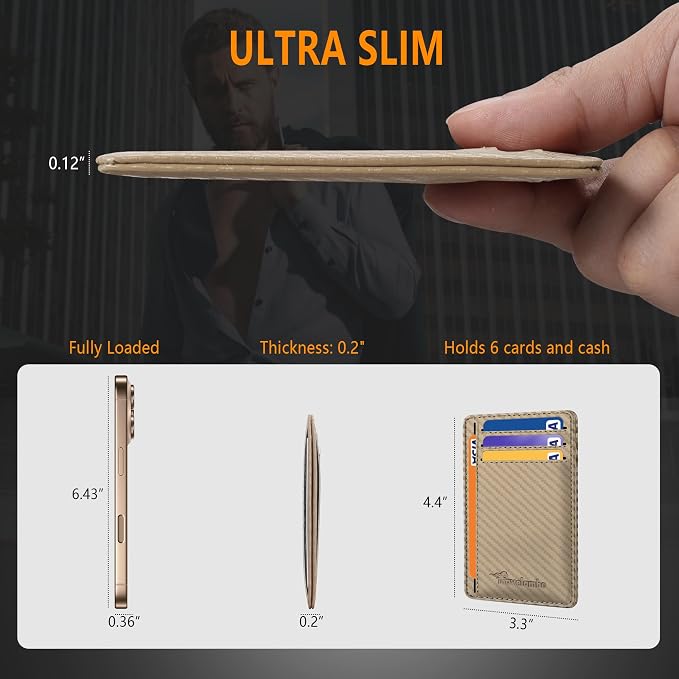 Travelambo Slim Minimalist Wallet for Men, RFID Blocking Credit Card Holder, Front Pocket ID Card Case, Gifts for Men, Husband, Boyfriend, Teenage - Image 3