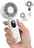 Aecooly Mighty Portable Handheld Fan | 26H Max Cooling | 3 Flexible Modes | 5 Speeds Wind | Battery Level Display | USB Rechargeable Mini Personal Battery Powered, Gifts for Women, Travel -White by Aecooly