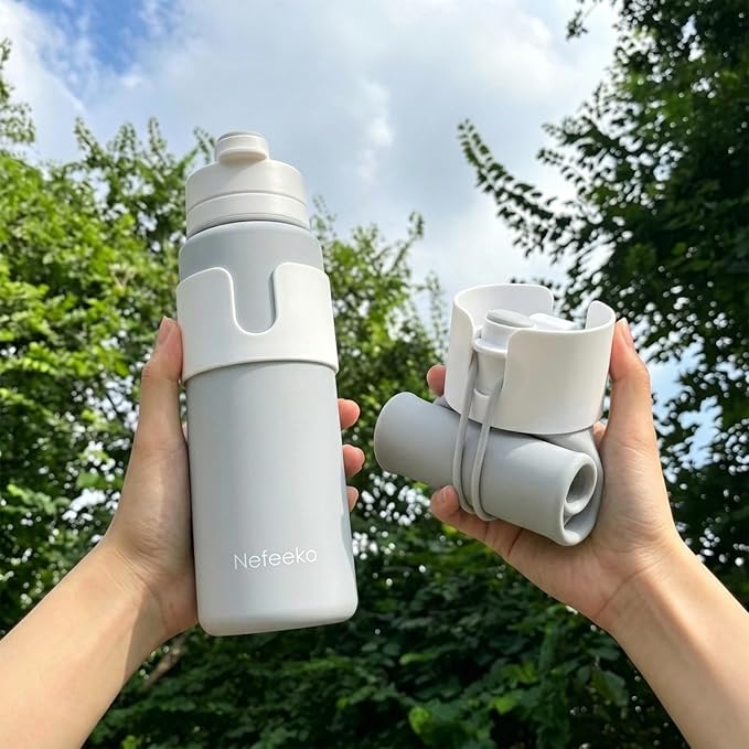 Nefeeko Collapsible Water Bottle, BPA Free 26oz Silicone Water Bottles | Foldable Water Bottles for Travel Sports, Leak-Proof Spill-Proof Portable Water Bottle with Carabiner, Lightweight - Image 7