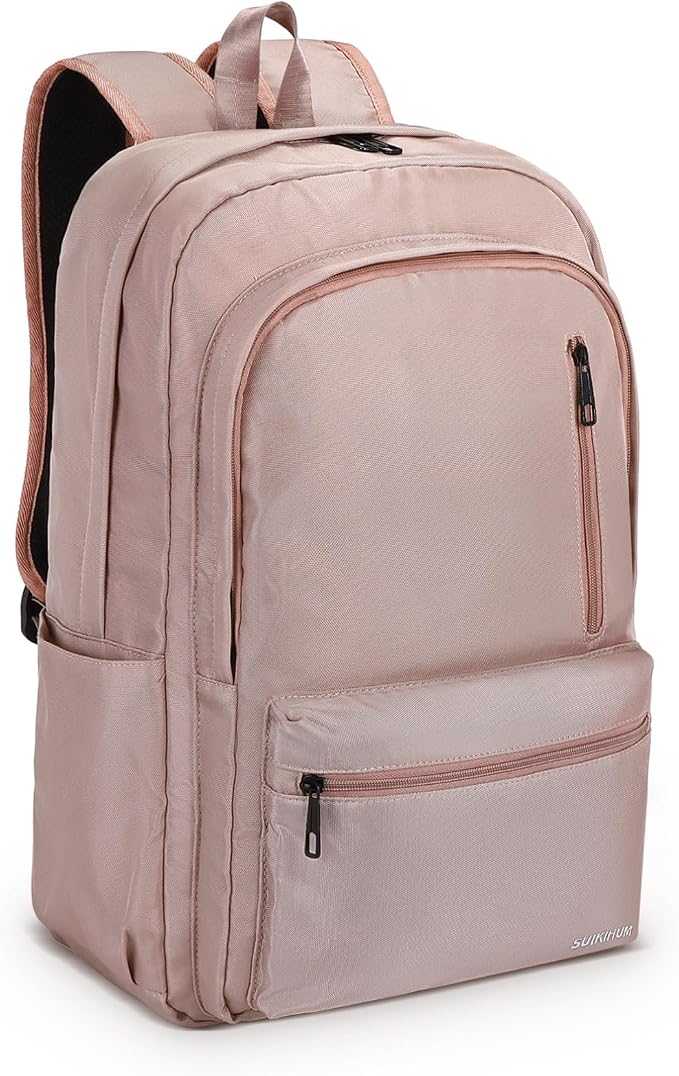 Laptop Backpack for Men & Women 15.6 Inch Office Anti Theft, Pink | Small Work Backpack Water Resistant with Luggage Strap Theft Proof Sleek Backpack Oxford Material for Commute, Work, Travel by SUIKIHUM