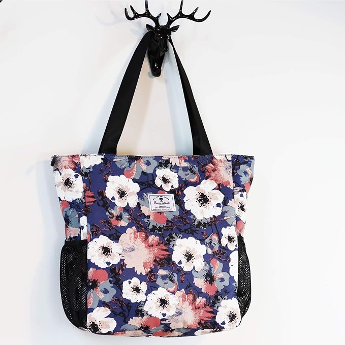 ESVAN Original Floral Water Resistant Large Tote Bag Shoulder Bag for Gym Beach Travel Daily Bags Upgraded - Image 5