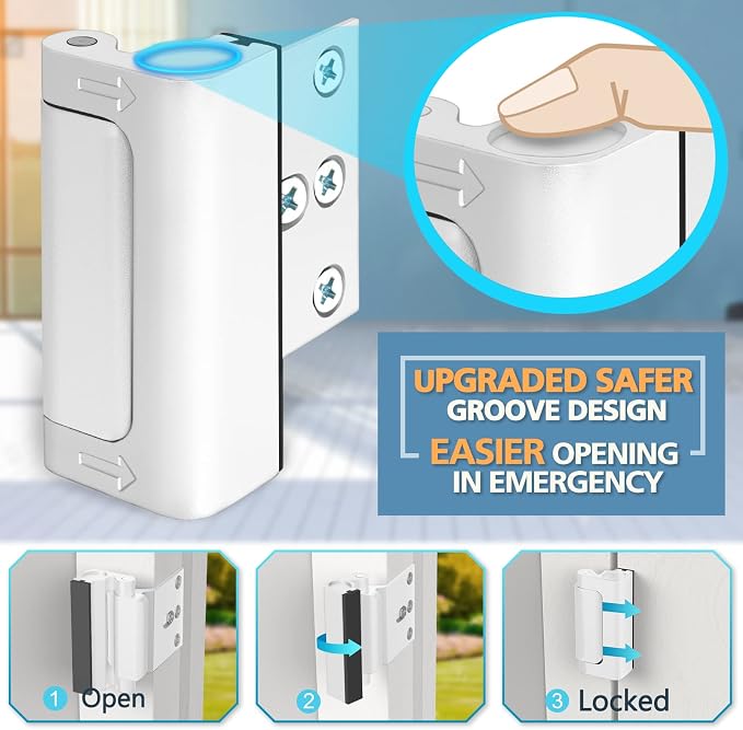 Door Lock for Kids Safety Home Security Front Door Reinforcement Lock Latch | Withstand 800 lbs Child Proof Door Lock for Inward Swinging Door Only, High Flip Deadbolt Latch for Bedrooms Apartment Patio - Image 3