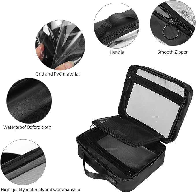TSA Approved Toiletry Bag, Clear Makeup Bags with Multi Layer Mesh Pockets, Portable Large Capacity PVC Cosmetic Bags with Zipper for Travel Essentials - Image 5