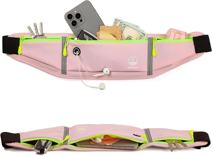Running Belt Slim Fanny Pack Jogging Pouch Phone Holder Waist Pack - Light Pink - Image 5