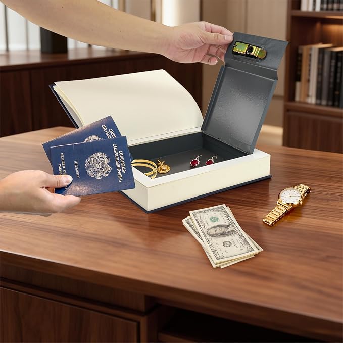 Large Decorative Book Safe with Combination Lock, 10.82"×7.67"×1.77" Hidden Storage Diversion Box for Cash, Phone, Passport, Valuables – Home Office Bookshelf, Coastal Hideaway - Image 6