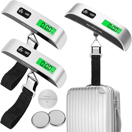 Jeffbaubl 3 Pack Digital Luggage Scale, Luggage Weight Scale, 110LB | Baggage Scale with Backlit LCD Display, Portable Hanging Baggage Scale, Suitcase Weight Scale with Hook for Travel Home by Jeffbaubl