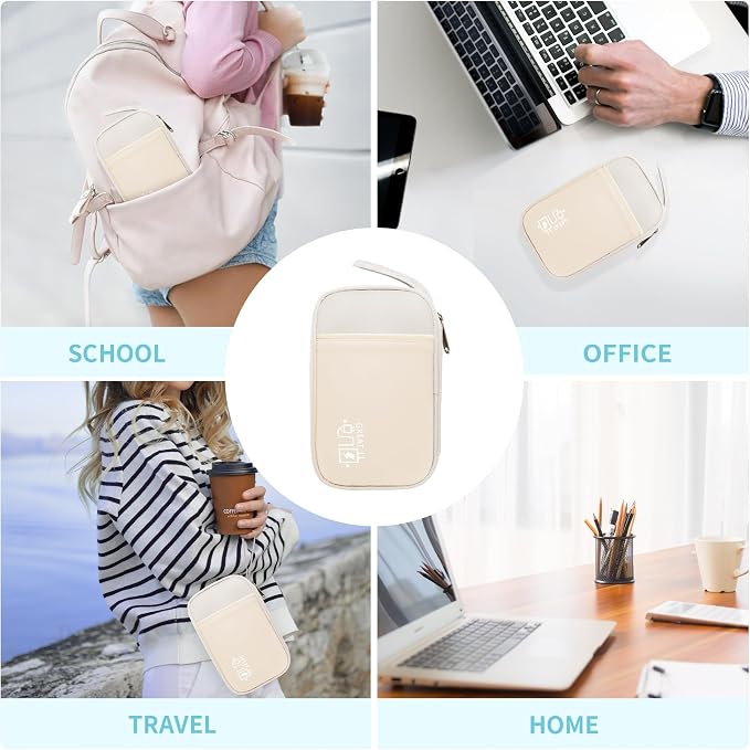 Lcsmaokin Electronics Travel Organizer,Portable Waterproof Electronic Travel Storage Bag for Small Charging Cord Storage,Charger,Small Electronics,SD Card etc,for Travel,Business -Beige - Image 7
