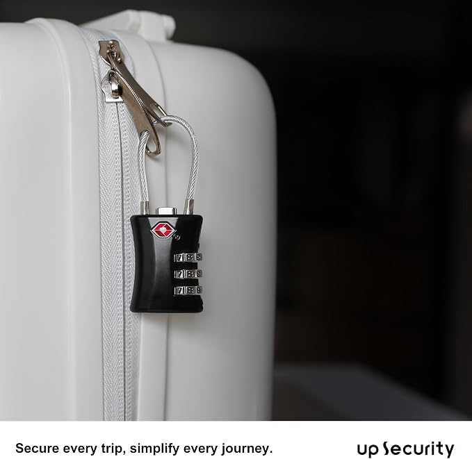 TSA Locks for Luggage, Small Combination Padlock, Luggage Locks TSA Approved, Padlock Combination with Cable, for Suitcase, Gym Locker, Gun Case, Ammo Can, Backpack Zipper (Black+Black) - Image 8