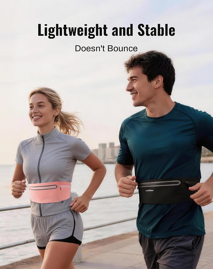 Running Belt for Women & Men-Ultra Light Slim Running Belts | Water-Resistant Phone Holder, 6 Pockets, Adjustable Waist Strap & Reflective Safety for Running, Hiking & Fitness - Image 7