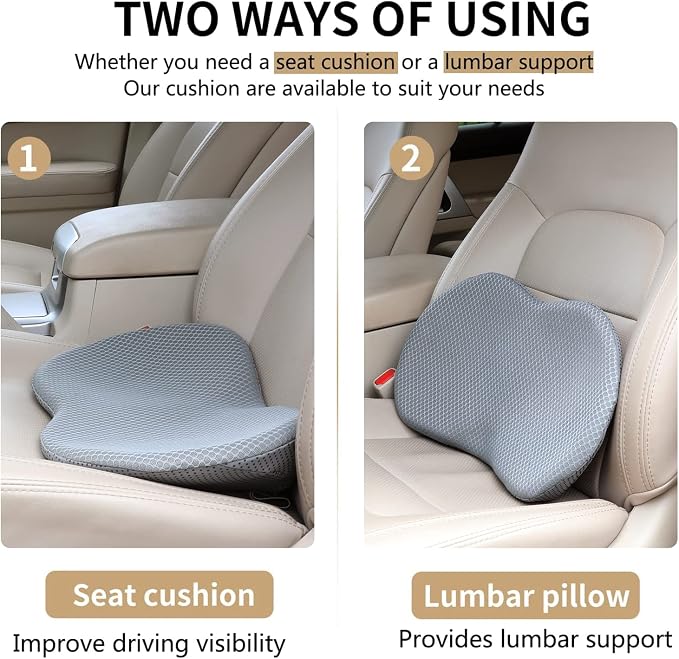 Livtribe Car Seat Cushion, Comfortable Wedge Seat Cushion for Driving | Memory Foam Seat Pad, Breathable Mesh Cover, Non-Slip Bottom, Pressure Relief, Improved Forward View, Road Trip Essentials - Image 2