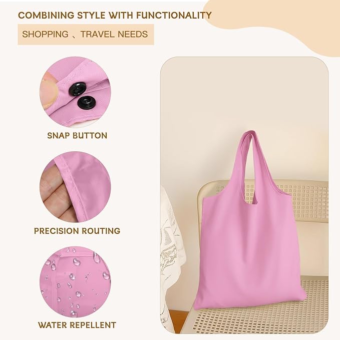 2 Pack Foldable Shopping Bag, Reusable Grocery Tote Bag, Gray | Waterproof Nylon, 35 Pounds Weight Capacity, Pocket Size Carrier - Image 5