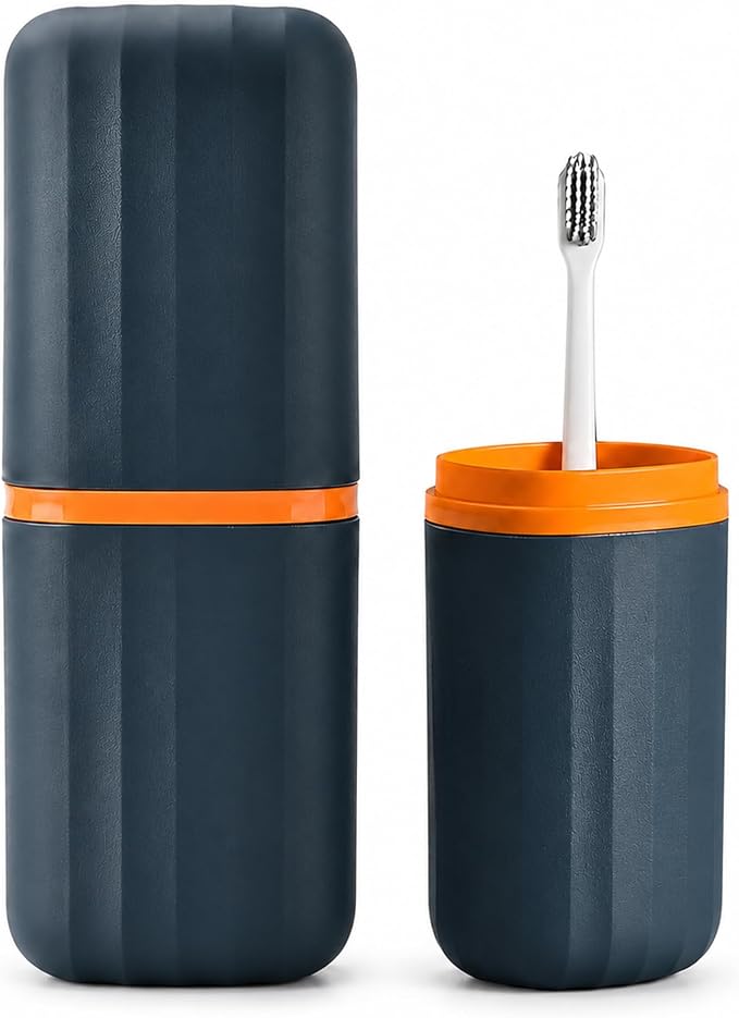 Toothbrush Cup Toothbrush Holder with Cover Travel Boothbrush Holder Portable Toothbrush Case and Carrier for Bathroom School Business Trip (Blue) by Unknown