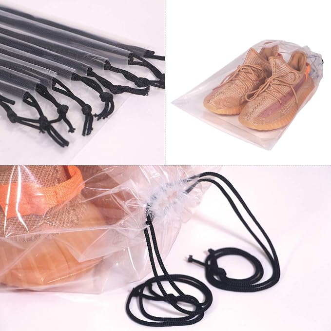 DIOMMELL Set of 24 Transparent Shoe Bags for Travel Large Clear Shoes Storage Organizers Pouch with Rope for Men and Women - Image 4