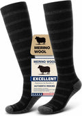 Merino Wool Compression Socks for Women & Men, 20-30 mmHg Knee High Dryarn Socks for Flying, Travel by Unknown