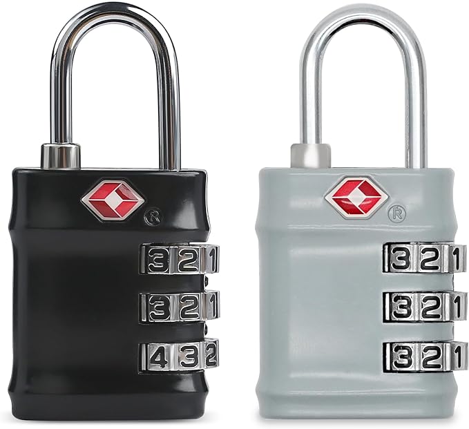 Luggage Locks TSA Approved 2 Pack, Combo Lock for Gym Locker, Small Combination Padlock, Padlock with Code for Travel Essentials, Suitcase, Zipper, Locker, Cabinet, Gun Case, Tool Box by SpecializeinCombinationLock