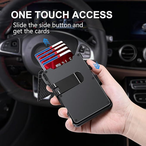Airtag Wallet for Men, Mens Smart Wallet for Air Tag RFID Blocking, Minimalist Bifold Pop Up Aluminum Credit Card Case Holder 12+ Cards with ID Window, Gift for Men, No Airtag Included, Carbon Fiber - Image 2
