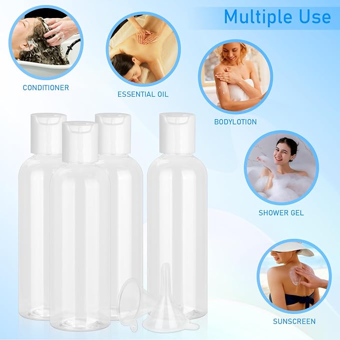 CHGANG 4 Pack Travel Bottles for Toiletries,3.4oz TSA Approved Leakproof Travel Size Containers Empty Small Plastic Travel Essentials Accessories with Labels for Shampoo,Conditioner,Lotion - Image 5
