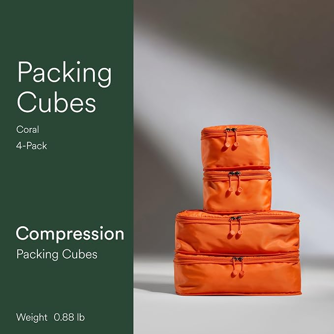 ANTLER - Compression Packing Cubes for Travel, Luggage Organiser for Suitcases or Bags, Travel Accessories, Set of 4, Coral - Image 2