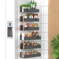 HuggieGems Metal Magnetic Spice Rack for Refrigerator Dark Gray, 6 Pack | Magnetic Shelves Heavy Duty for Fridge in Kitchen, Seasoning Storage Organizer, For Oven Washer and Dryer, For Heavier Items by HuggieGems