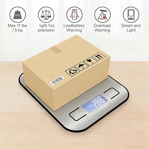 Digital Shipping Scale,Stainless Steel Panel, Accurate Portable Postal Scale for Packages, Small Business,Kitchen, Food, Handmade, Liquids, and Boutique (Stainless Steel Battery (5kg/1g)) - Image 4