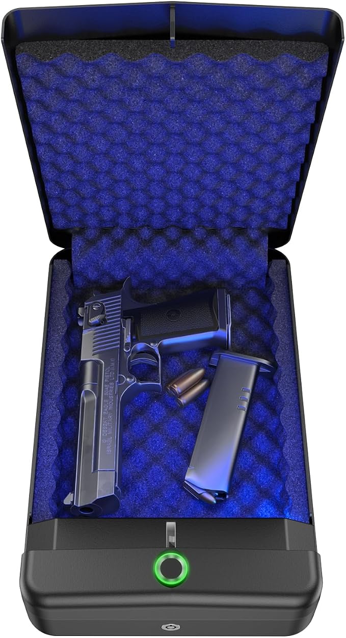 Gun Safe Small Pistol Safe Biometric Gun Lock Box for Handgun, Fingerprint Quick Access Portable Pistol Case for Car Travel Nightstand Bedside - Image 7