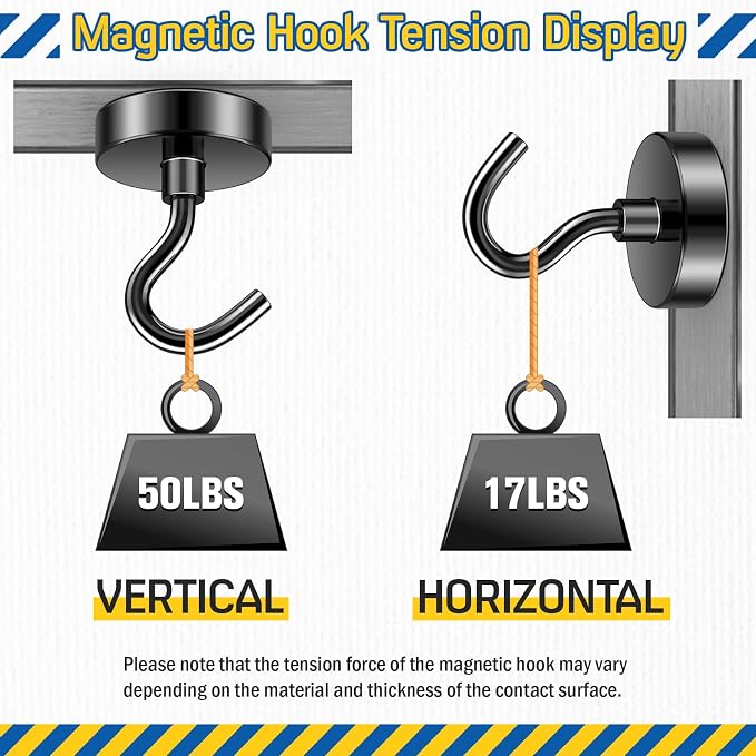 FINDMAG Magnetic Hooks for Cruise Cabins, 50LB+ Magnet Hooks, 6 Pack Black | Heavy Duty Magnetic Hook for Locker, Fridge, Refrigerator, Office, Kitchen, Home, Cruise Essentials 2026 - Image 7