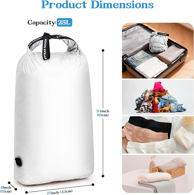 Travel Laundry Bag for Dirty Clothes, Waterproof Compression Bags | Moisture-resistant Vacuum Storage Bag, Space-Saving Laundry Storage Organizer for Cruise, Swimming, Gym - Image 3