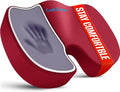 CushZone Memory Foam Seat Cushion for Office Hair, Car & Wheelchair, Red | U-shaped Coccyx Cutout, Contoured Design, Breathable Removable Mesh Cover, Non-Slip Base, Carry Handle by CushZone