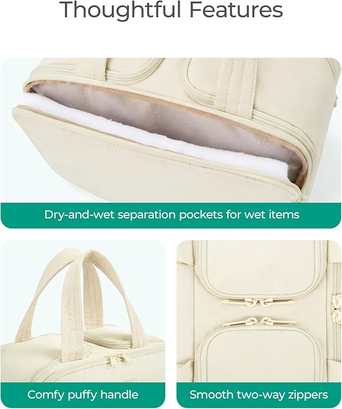 BAGSMART Travel Toiletry Bag, Puffy Large Toiletry Bag for Women, Lightweight Cosmetic Makeup Bag Organizer with Handle for Traveling, Accessories, Essentials, Toiletries (Green) - Image 7
