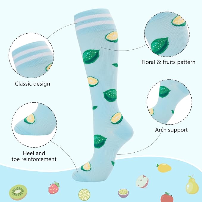 fenglaoda Compression Socks for Women Men Support Circulation 6 Pairs Socks For Nurse, Travel, Flight - Image 4