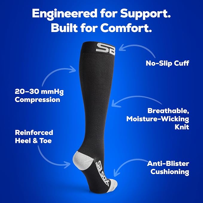 SB SOX Compression Socks for Men & Women (20-30mmHg) | Best Quality Compression Socks for Flying, Medical, Sports, Wide Calf Fit, Pregnancy, and Daily Wear. Trusted since 2016. - Image 2