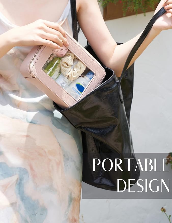 Clear Makeup Case Toiletry Bag Travel Clear Cosmetic Bag with Zipper, Small Make Up Bag Traveling, Pink, Medium - Image 5