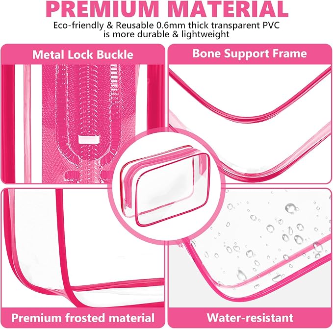 AURUZA Clear Makeup Bag,Portable Travel Toiletry Bags with Zipper, TSA Approved Clear Organizer Bags, PVC Cosmetic Pouch for Airport Airline Compliant - Image 4