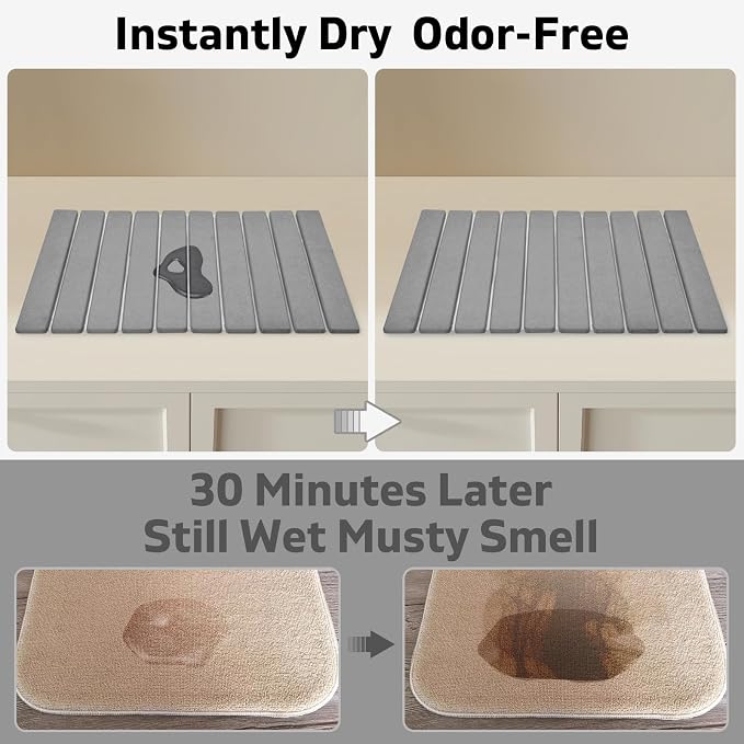 Large Stone Dish Drying Mat for Kitchen Counter, 24"(L)×16"(W) Collapsible Quick Drying Dish Mats, Ultra Absorbent Diatomaceous Earth Mats for Bottles, Match Any Countertop - Image 2