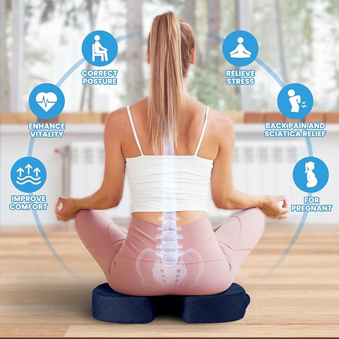 Seat Cushion - for Office Chair, Car Seat, Airplane, Bleacher - Sciatica & Coccyx Pain Relief Desk Chair Cushion for Long Sitting Office Workers, Car Drivers(Blue,X-Large) | for Car Seat, Airplane, Desk Chair - Sciatica & Hip & Coccyx Pain Relief Cushi... - Image 4