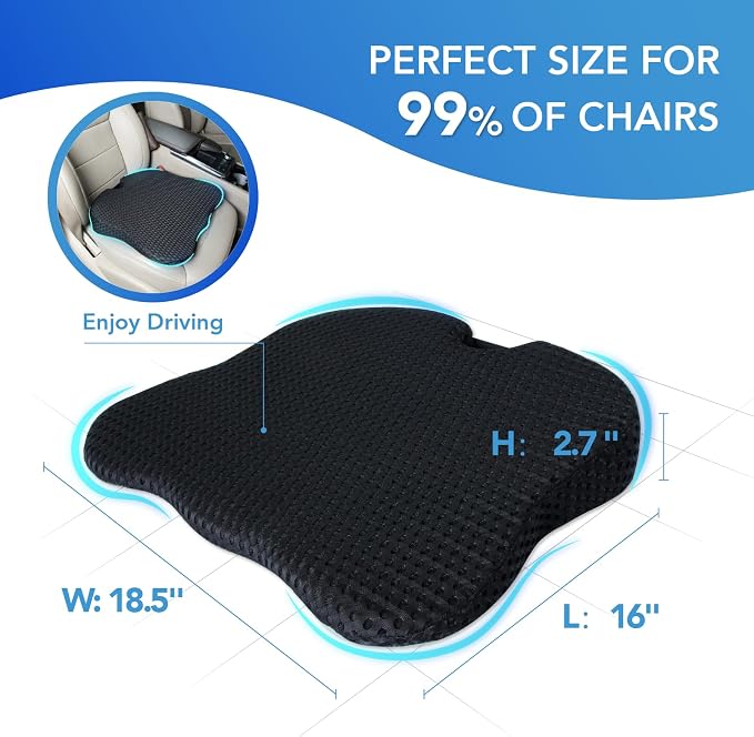 Lofty Aim Car Seat Cushion, Comfort Memory Foam Car Cushions for Driving (Black) - Image 8