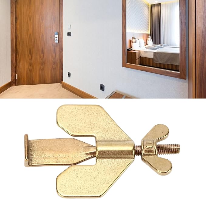 Portable Door Lock, Security Door Lock Hotel Door Lock Travel Door Lock Door Safety Locks from Inside Door Lock for Hotel Rooms (Gold) - Image 6