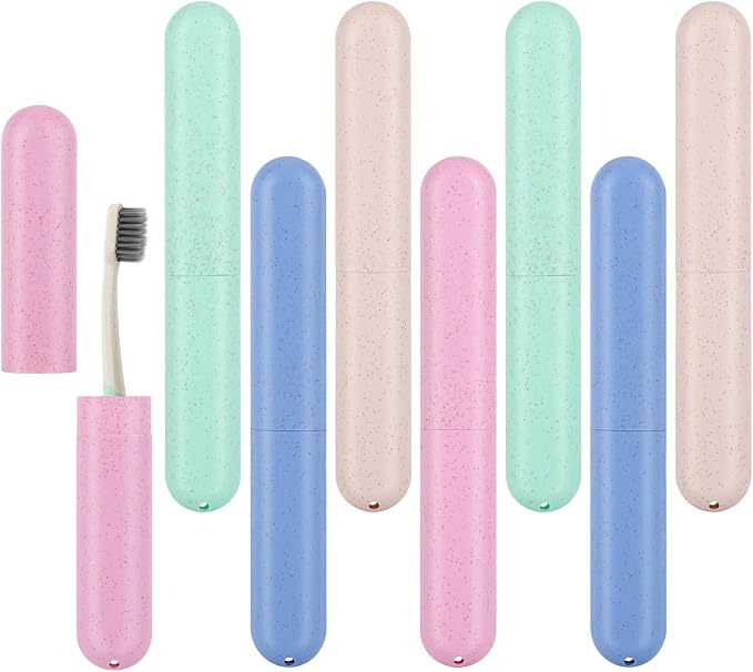 Tecbeauty 8Pcs Travel Toothbrush Case, Portable Toothbrush Holder Container Protector Cover for Travel, Business, Camping, School by Tecbeauty