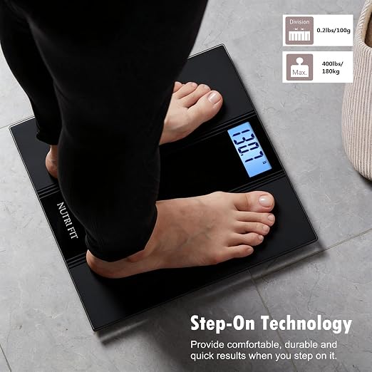 Scale for Body Weight Digital Bathroom Scale Large Size Black | 0.2lb Precision, Max 400lb, Backlit LCD Screen, Highly Accurate Electronic Weighing Machine, Safe Home Use, Include Batteries - Image 3