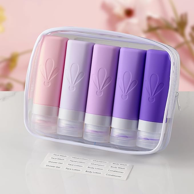 INSFIT Travel Bottles for Toiletries, TSA Approved 3oz Travel Size Toiletries, BPA Free Leak Proof Squeezable Silicone Tubes Travel Essentials for Shampoo Conditioner Lotion Soap - Image 5