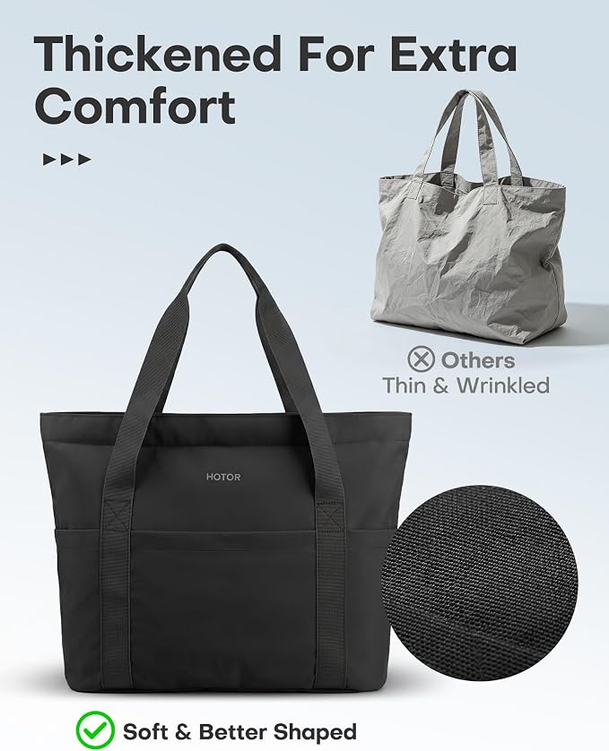 HOTOR Tote Bag for Women, Large Foldable Travel Shoulder Bag with Pouch | Work School Travel, Nurse Teacher Student, Zipper Closure Storage Pouch, Lightweight Durable - Image 8