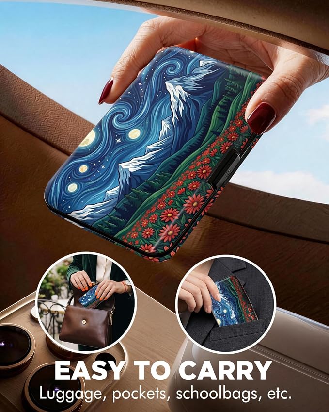 Maicican RFID Blocking Aluminum Credit Card Holder | Slim Metal Wallet for Women & Men, Business Card Case for Travel, Fits Front Pocket, Card holder wallet - Starry Sky Flower - Image 4
