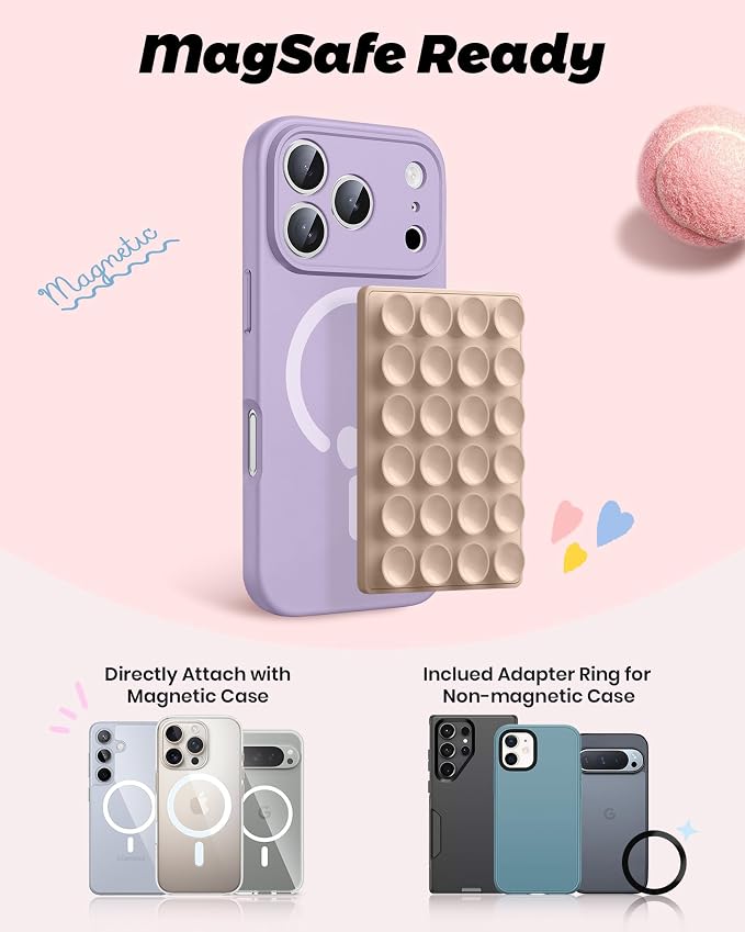 amBand Magnetic Suction Phone Mount Trendy Stocking Stuffers for Men Women Dad Mom Adults, Removable Brown Octo Cup Buddy Sticky Holder for Hands-Free Selfie/Video, Milk Tea - Image 2