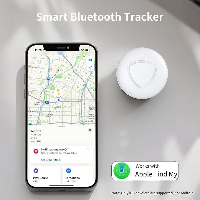 Air Tracker Tags (iOS Only) 2 Pack, Air Tag, 2-Year Replaceable Battery Bluetooth Tracker Compatible with Apple Find My, Item Finder Smart Tag for Keys, Luggage - [Apple Find My Certified] - Image 4