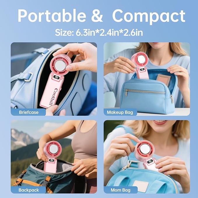 Handheld Portable Fan with Ice Cooler: 199-Speed 5500mAh | 20000 RPM Air Turbo Tech Portable Design Powerful Mini Personal Fan for Travel, Outdoor,Beach,Makeup, Summer - Image 8