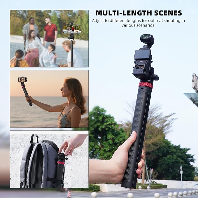 80in Pocket 3 4 Selfie Stick Tripod for GoPro Action Camera, Extendable Stand Vlog Mount for DJI Osmo Pocket 3 4 Action 6 5 Pro 4 3 for Xtra Muse for Insta360 X5 X4 X3 for AKASO DSLR Accessories - Image 5