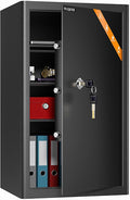 Cabinet Safe with Key for Money, 3.7 Cu Ft Key Security Safety Box | Safe Box Coffre Fort for Cash Jewelry Medicine Passport, Steel Safe Box for Home/Office/Hotel by WASJOYEUS