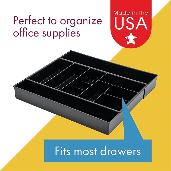 Dial Industries Expandable Office Drawer Desk Organizer Storage Tray | Adjusts to fit narrow or wide drawers, Keeps pens, tools and small items separated, Great for desks, offices or kitchens - Image 4