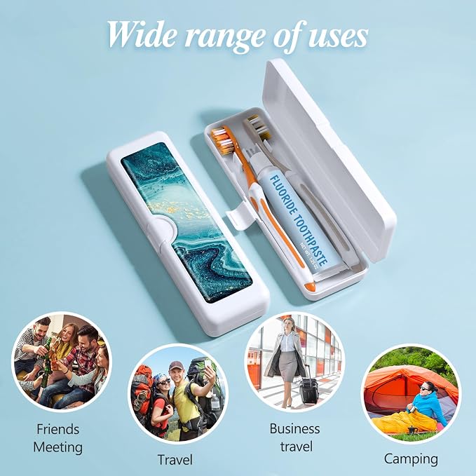 Toothbrush Travel Case - Colorful Pattern, Holder and Covers for Toothbrushes, Includes Tongue Scraper Case - Image 6