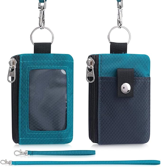 Artpaxy Minimalist Wallet For Mens Womens, Keychain RFID Blocking Zipper Small Wallet with ID Window 2 Lanyards,Water Resistant Travel Cash Card Coin Case Boys Girls - Image 7